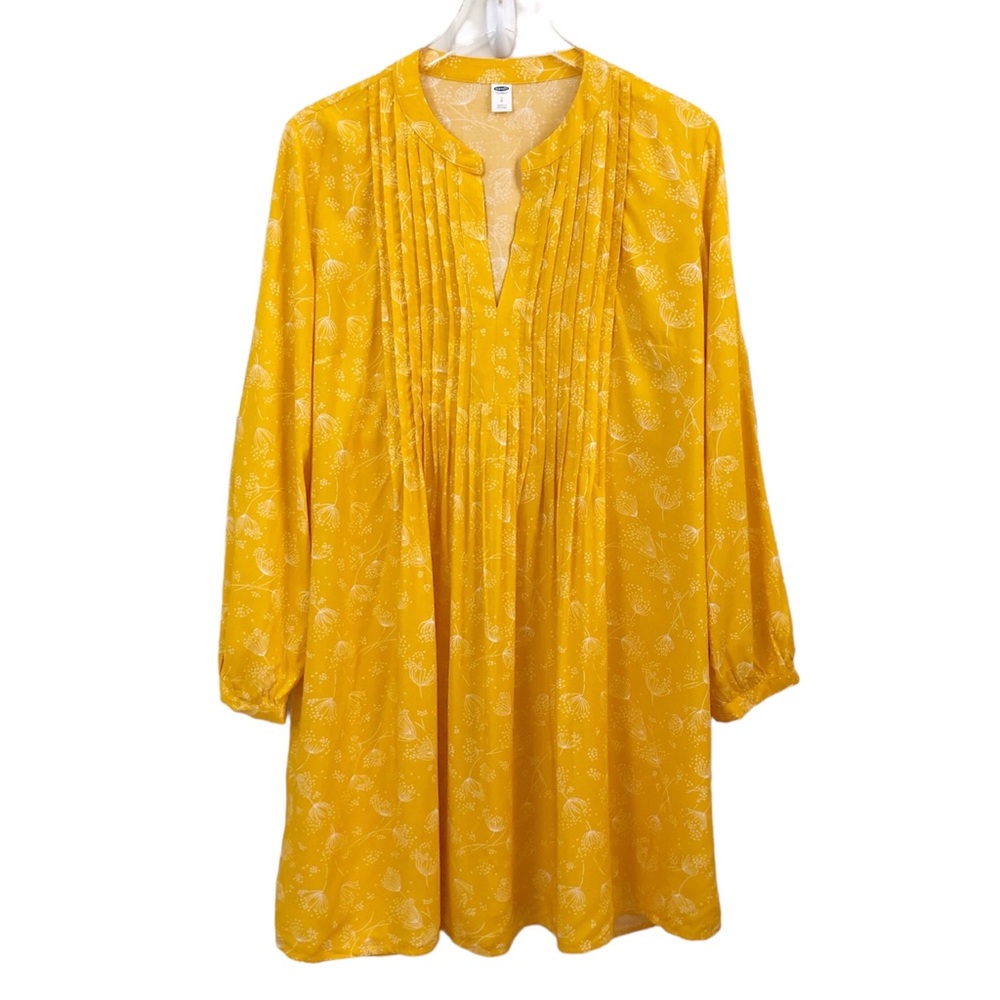 Old Navy | NWT Pintuck Yellow Floral Boho Peasant Dress Large